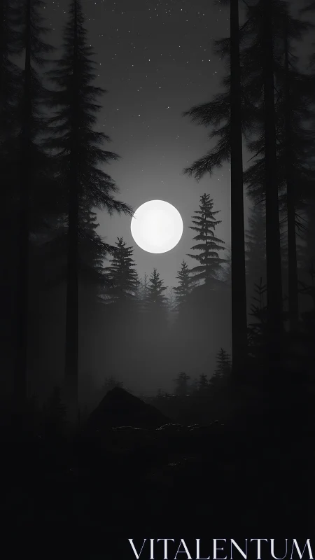 Lunar Vigil Through Towering Sentinels of Night