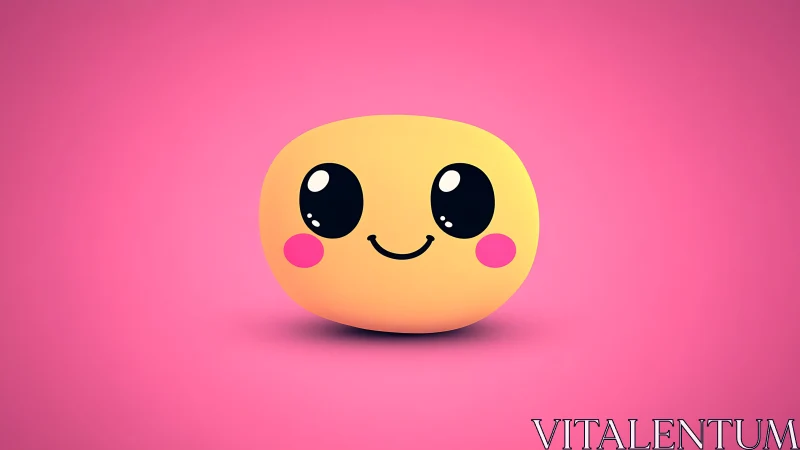 Cheerful Yellow Character with Happy Expression on Pink Background.