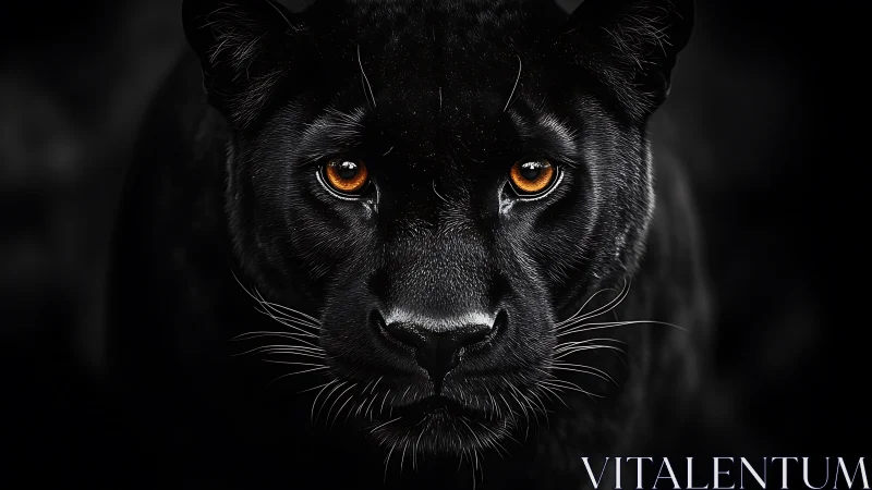 Black Panther's Piercing Golden Gaze Against Darkness.