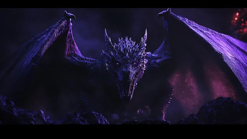 Spectral ultraviolet dragon rendered in cinematic 3D detail.