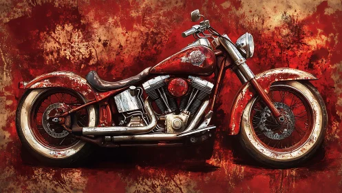 Rust-red road legend lounges in a storm of painted dust