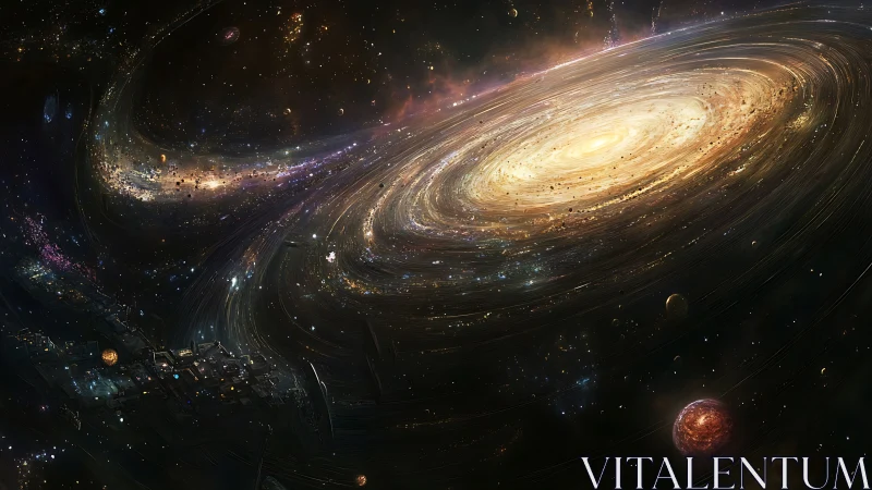 Spiral galaxy forms radiant accretion disk amid starfield.