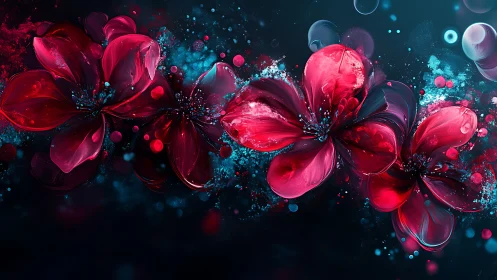 Luminous Petals Dance in Neon Dreams.