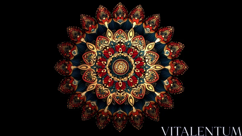 Radiant mandala bloom glows against a deep black void