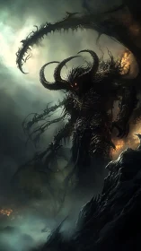 Monolithic demonic entity rendered in cinematic dark fantasy detail