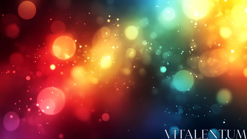 Multicolor bokeh light gradients with scattered particle dots.