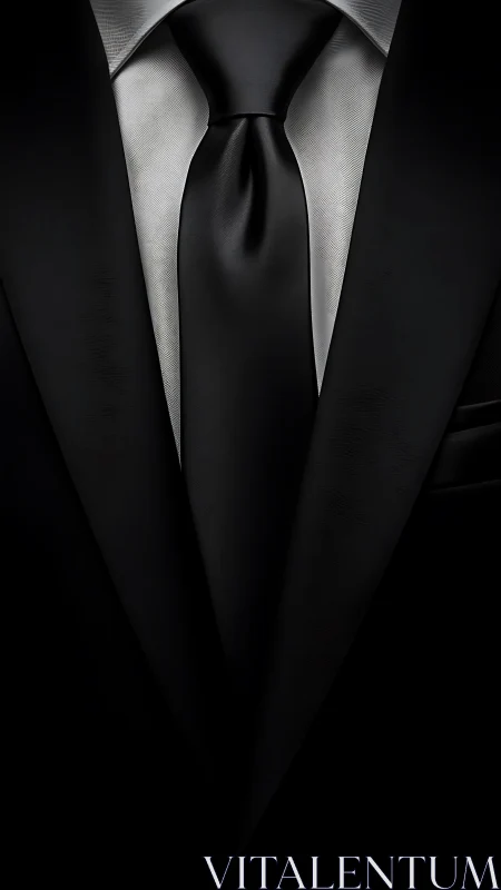 Formal Black Tie and White Dress Shirt with Sharp Collar Definition