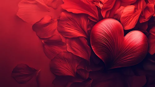 Sculptural Red Hearts with Radiating Petals: Volumetric 3D Rendering