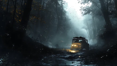 Luminous Expedition Through Shadowed Woodland Pathways