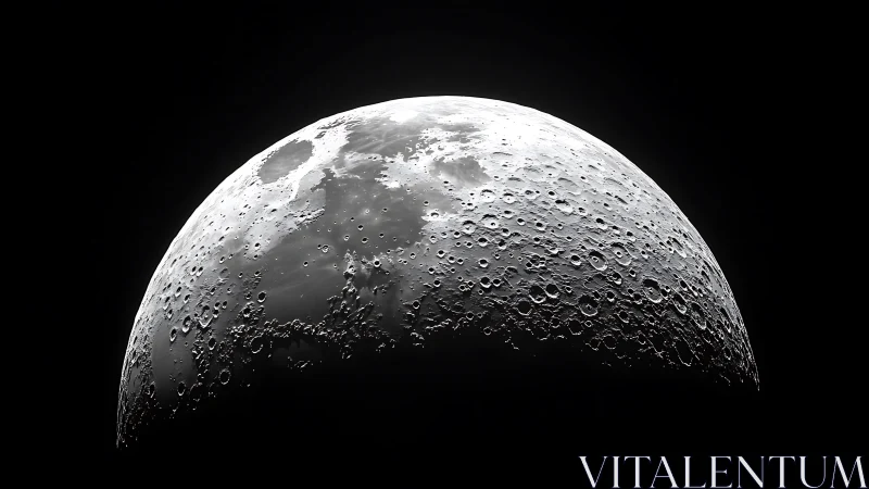 Half-lit lunar crown quietly floats in a velvet-black void