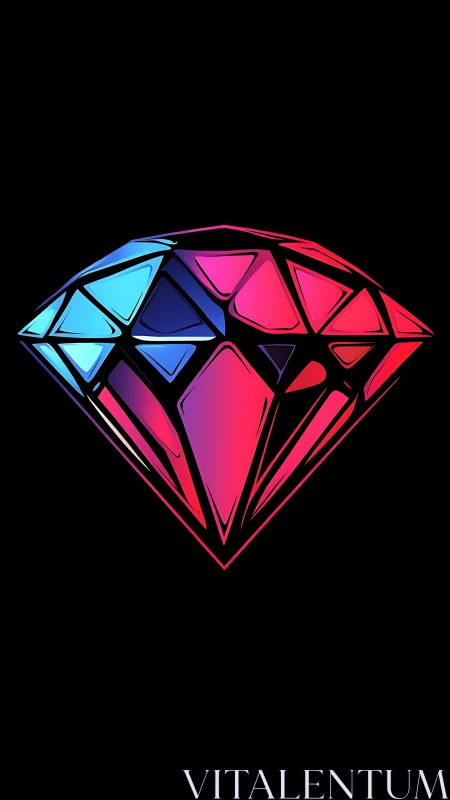 Neon prism diamond icon with dual-tone gradient glow.