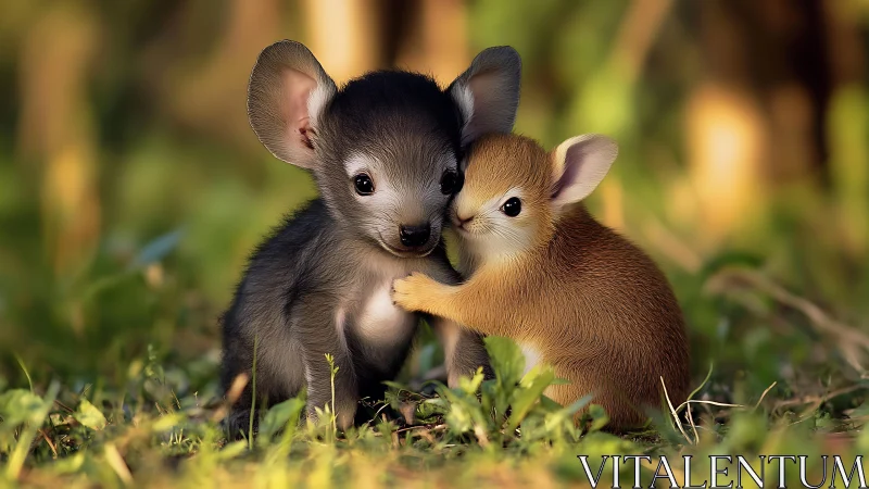 High-detail render of two juvenile rodents in shallow depth-of-field