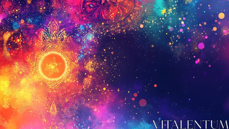 Cosmic mandala nebula with radiant fractal light fields.