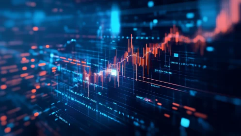Digital market chart glows across a futuristic data grid.
