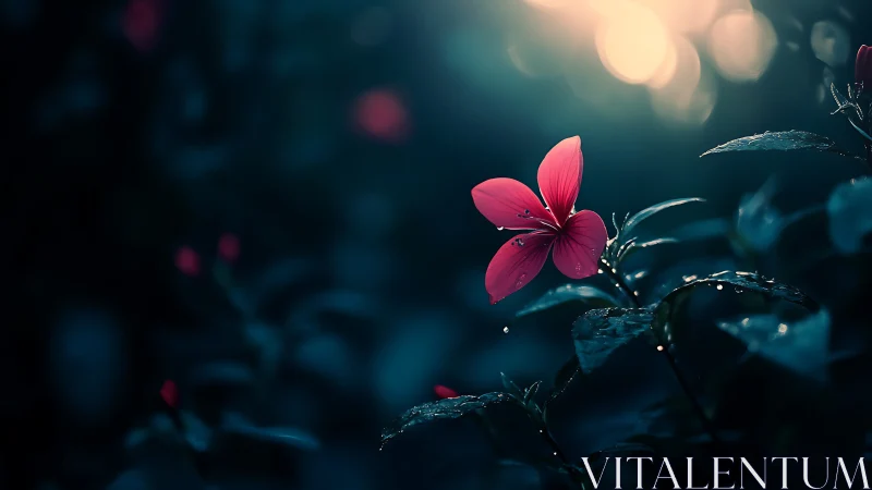 Magenta Blossom Ignites Against Twilight's Teal Embrace