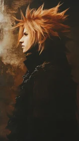 Stormlit profile of a spiky-haired wanderer in shadow.