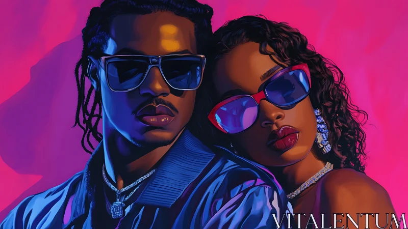 Neon lovers lean into midnight with mirrored cool defiance