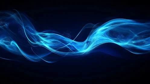 Luminescent cyan plasma waveforms on deep spectral black field