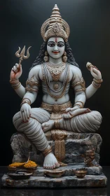 Serene Shiva statue sits in calm grace with sacred details