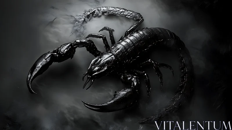 Obsidianshell scorpion render in monochrome volumetric fog.