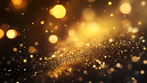 Sparkling Golden Bokeh Lights with Glitter Texture, Abstract Art.