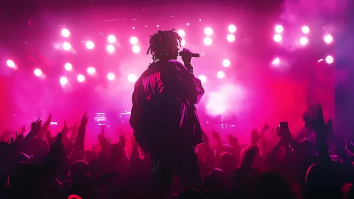 Electric stage moment unites singer and crowd in vibrant light