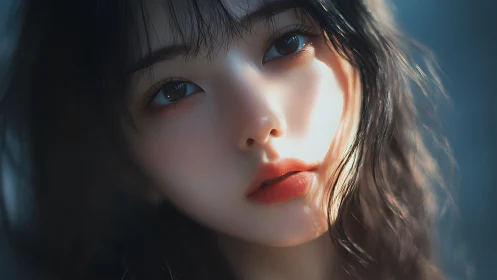 Soft sunlight traces a dreamy anime girl&rsquo;s wistful gaze
