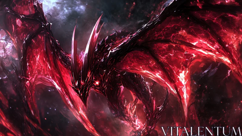 Crimson void dragon erupts through cosmic darkness. Period.