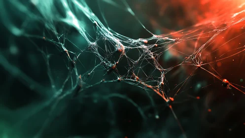 Abstract neural network connections in glowing digital web style.