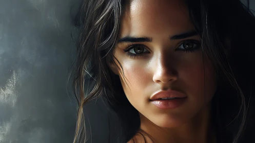 Digital portrait captures intense gaze under soft side light