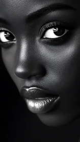Close portrait shows glossy lips and detailed skin texture