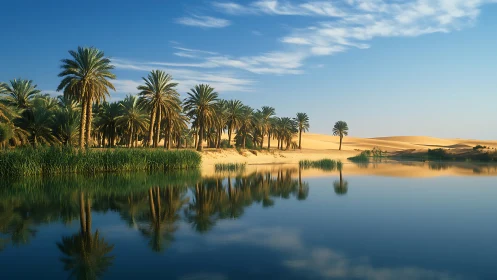 Desert palms lean over mirrored water and whisper cool secrets