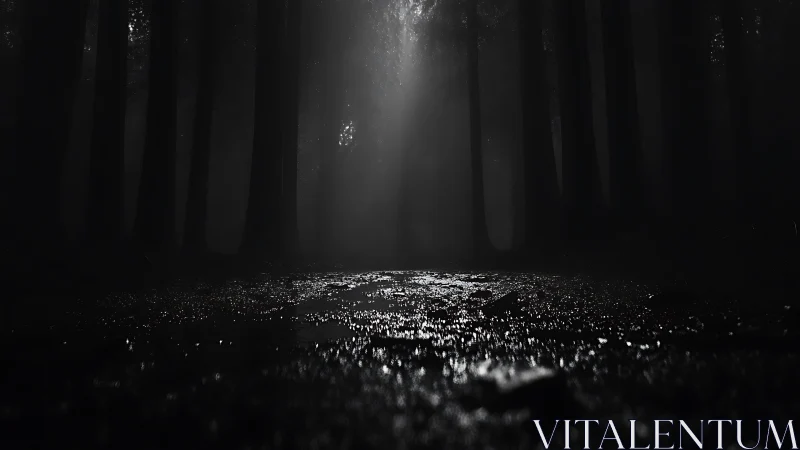 Crepuscular Luminescence Through Layered Coniferous Silhouettes.