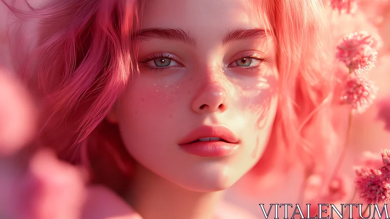 Soft pink portrait lingers in dreamy floral morning light