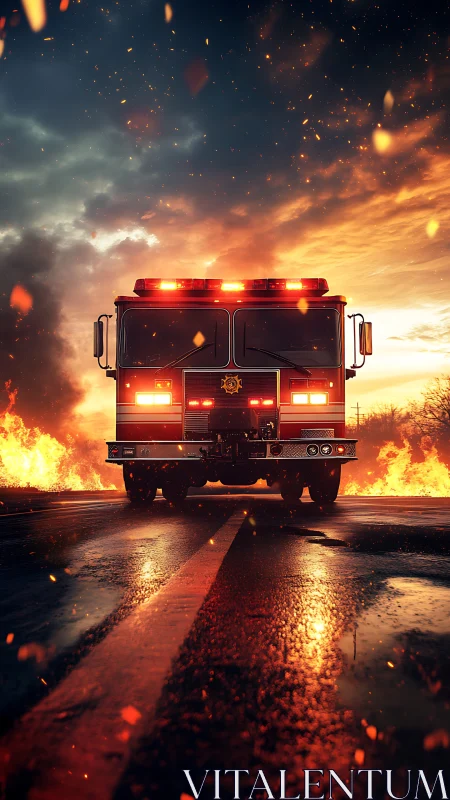 Fire Engine Emergency Response with Atmospheric Combustion Effects