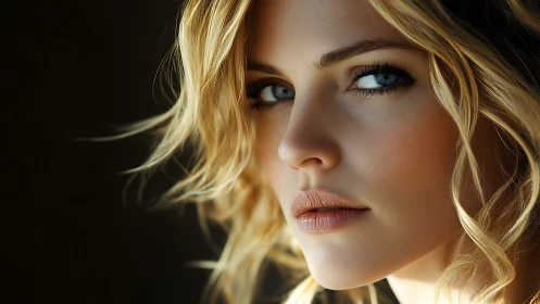 Soft light carves a quiet storm across blue steel eyes