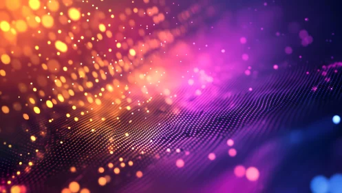 Vibrant abstract digital wave with glowing particles, futuristic style.