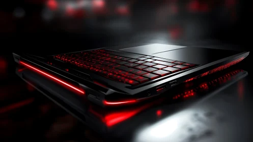 Sleek gaming laptop with vivid red backlit keyboard glow.