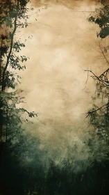 Fogbound forest margins quietly frame a parchment sky