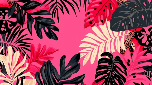 High-contrast vector tropical foliage with layered flat shading