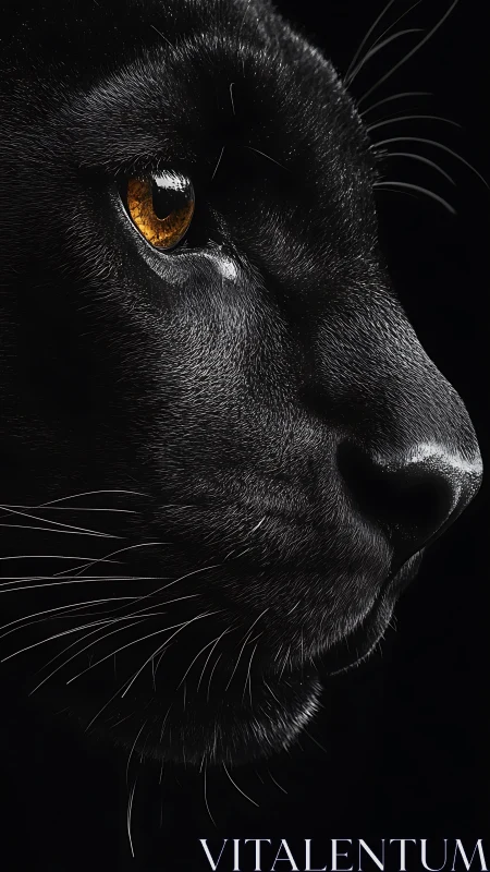 Black cat's golden gaze intensifies against shadows.