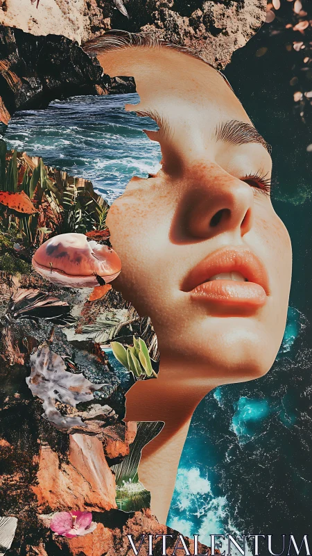 Dreaming shoreline carves an inner world across her face