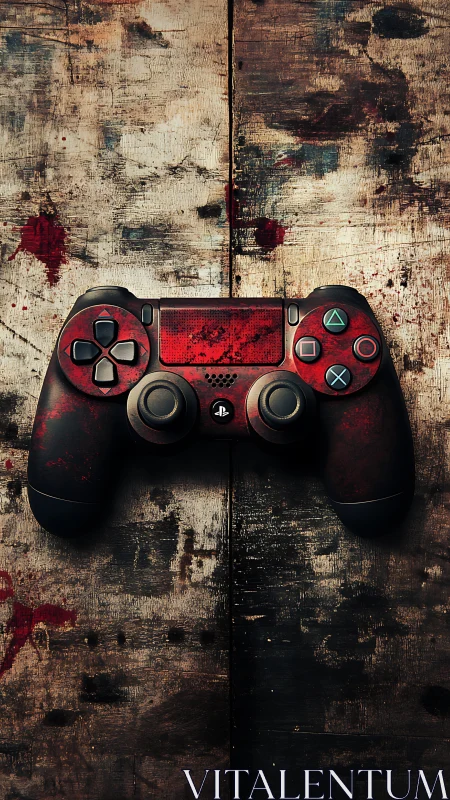 Scarred gamepad broods quietly on a battleworn wooden altar