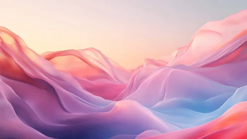 Pastel gradient dunes flow in translucent digital landscape.