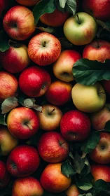 Apples are arranged in a dense overhead composition