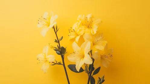 Yellow flowers with white petals against solid golden background