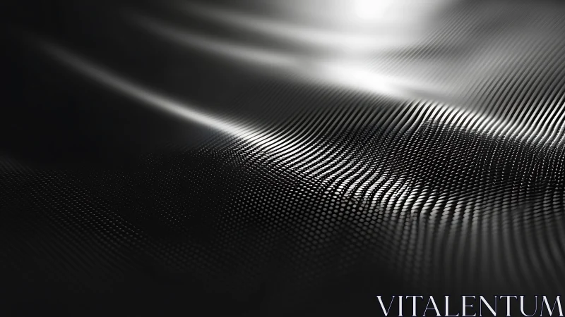 Shimmering metallic wave grid flows across dark surface.