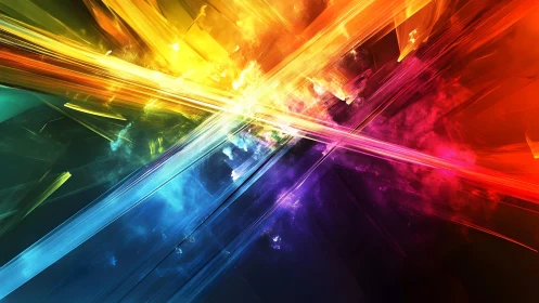 Vibrant Abstract Light Beams in Dynamic Digital Art Style.