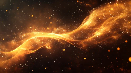 Golden Energy Wave with Particle Effects.