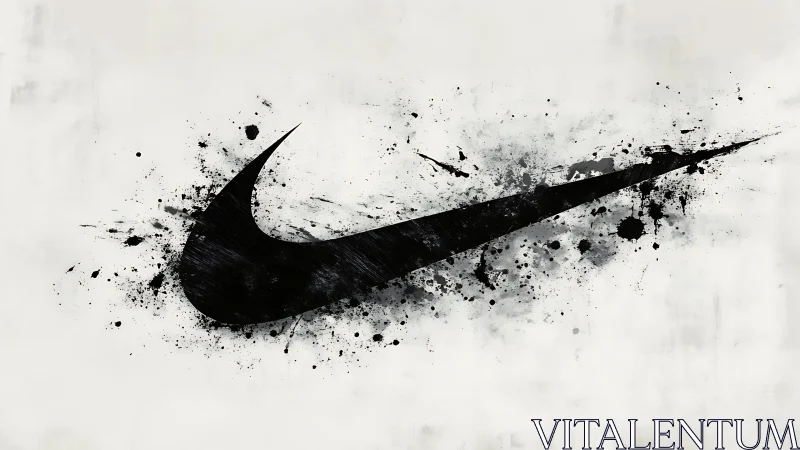Ink-splashed swoosh slices cleanly through pale stillness